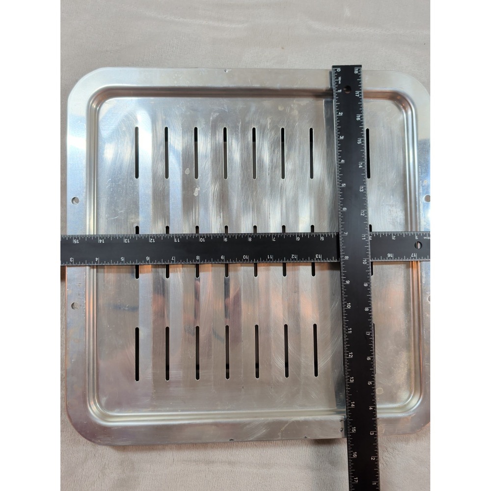Vintage Square Stainless Steel Steamer Tray Set Slotted and Solid Insert 12.5in - Picture 4 of 5